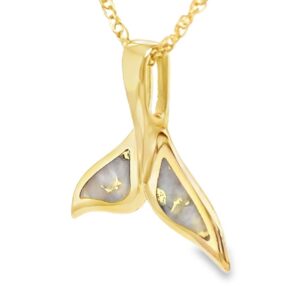 Gold quartz whale tail pendants are a great way to remember the marine life of your Alaskan adventure
