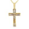 Gold Quartz Cross 3 Section Inlaid Pendant, Alaska Mint