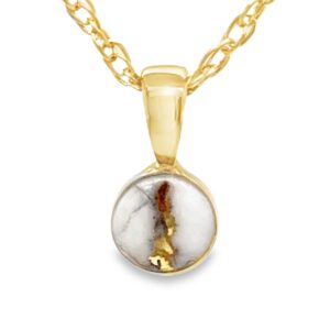 Gold quartz round pendant, Alaska Mint