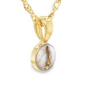 Gold quartz round pendant, Alaska Mint