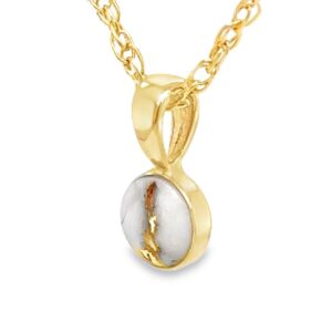 Gold quartz round pendant, Alaska Mint