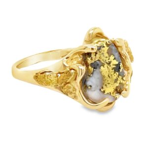 This gold quartz gold nugget ring is a special gift to remember Alaska by