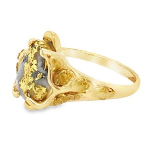 This gold quartz gold nugget ring is a special gift to remember Alaska by