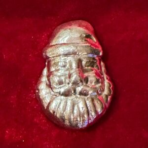 Large Silver Hand-Poured Smiling Santa Face