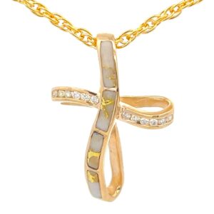 Gold Quartz Cross Pendant 076449