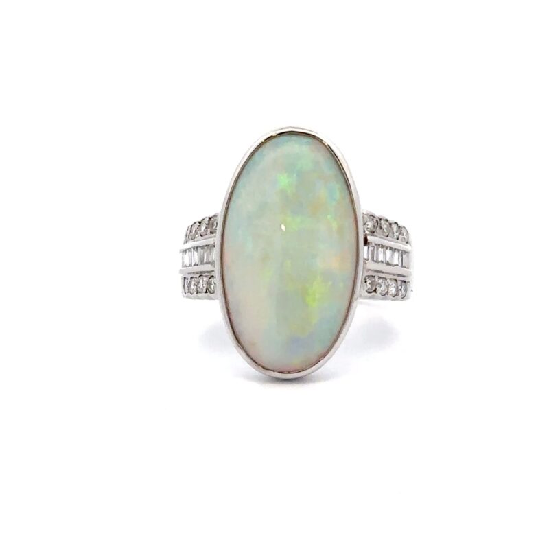 Estate Platinum, Opal & Diamond Ring