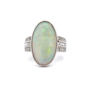 Estate Lady's Opal & Diamond Ring in Platinum