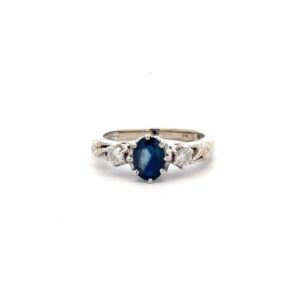 Estate Ladies Sapphire & Diamond Ring