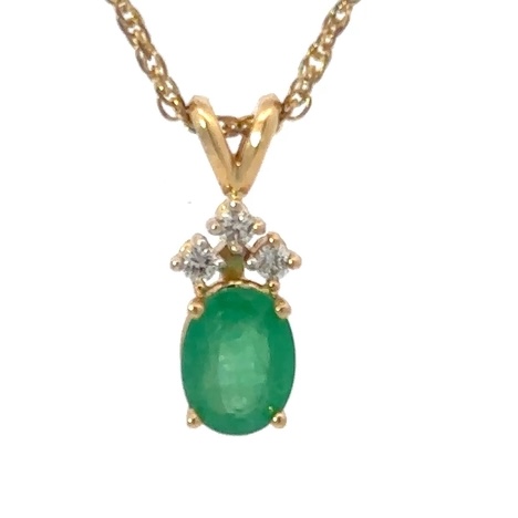 Estate Emerald & Diamond Pendant 090541