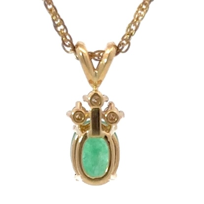 Estate Emerald & Diamond Pendant 090541 - Image 3