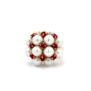 Estate Pearl Rubies Ring