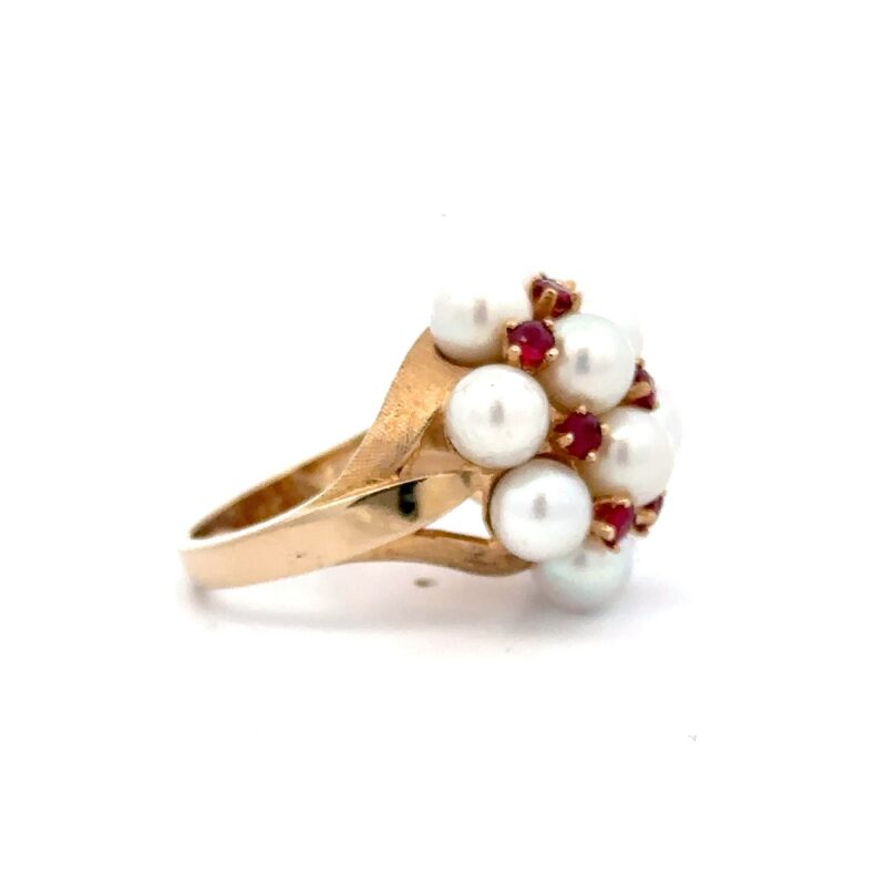 Estate Pearl Rubies Ring - Image 3