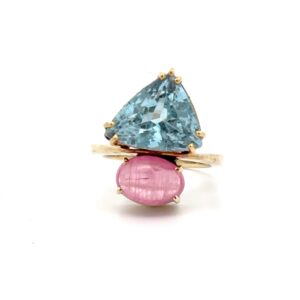 Estate Lady's Cats Eye and Topaz Ring