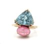 Estate Lady's Cats Eye Tourmaline and Blue Topaz Ring