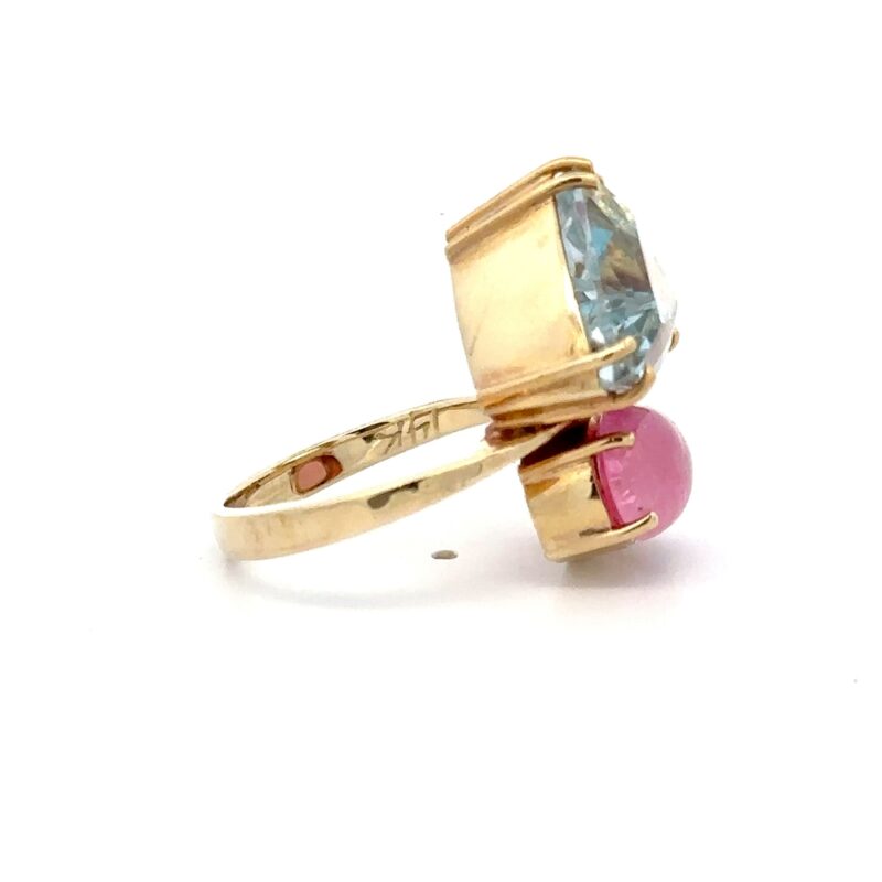 Estate Lady's Cats Eye and Topaz Ring - Image 3