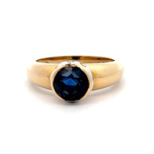 Estate Ladies Blue Sapphire & Diamond Ring