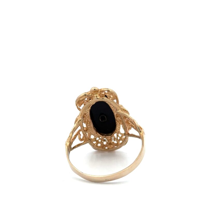 Estate Black Onyx Diamond Ring - Image 4