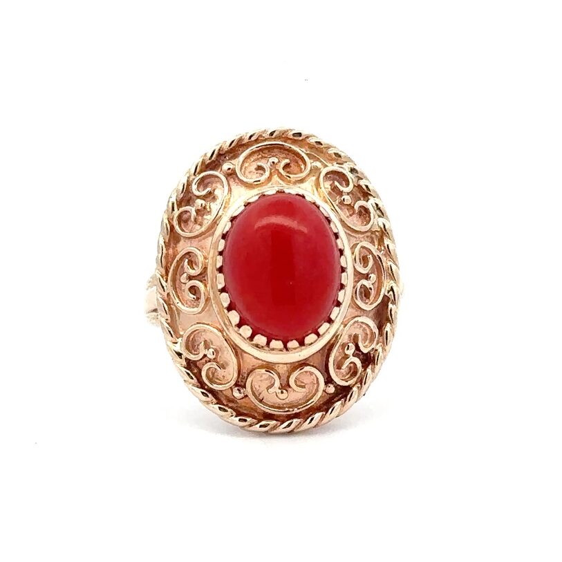 Estate Lady's Red Coral Ring
