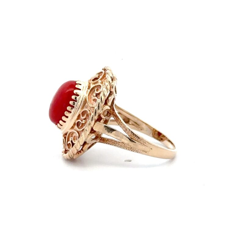 Estate Lady's Red Coral Ring - Image 2