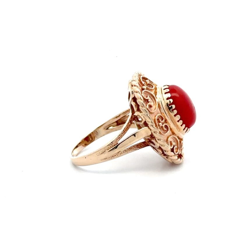 Estate Lady's Red Coral Ring - Image 3