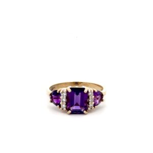Estate Amethyst & Diamond Ring