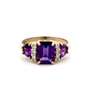 Estate Amethyst & Diamond Ring