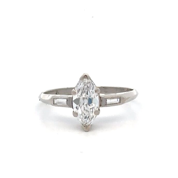 Estate Women's Marquise Diamond Ring in Platinum