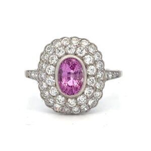 Estate Ladies Pink Sapphire & Diamond Ring