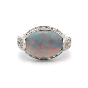 Estate Opal & Diamond Women's Ring in Platinum