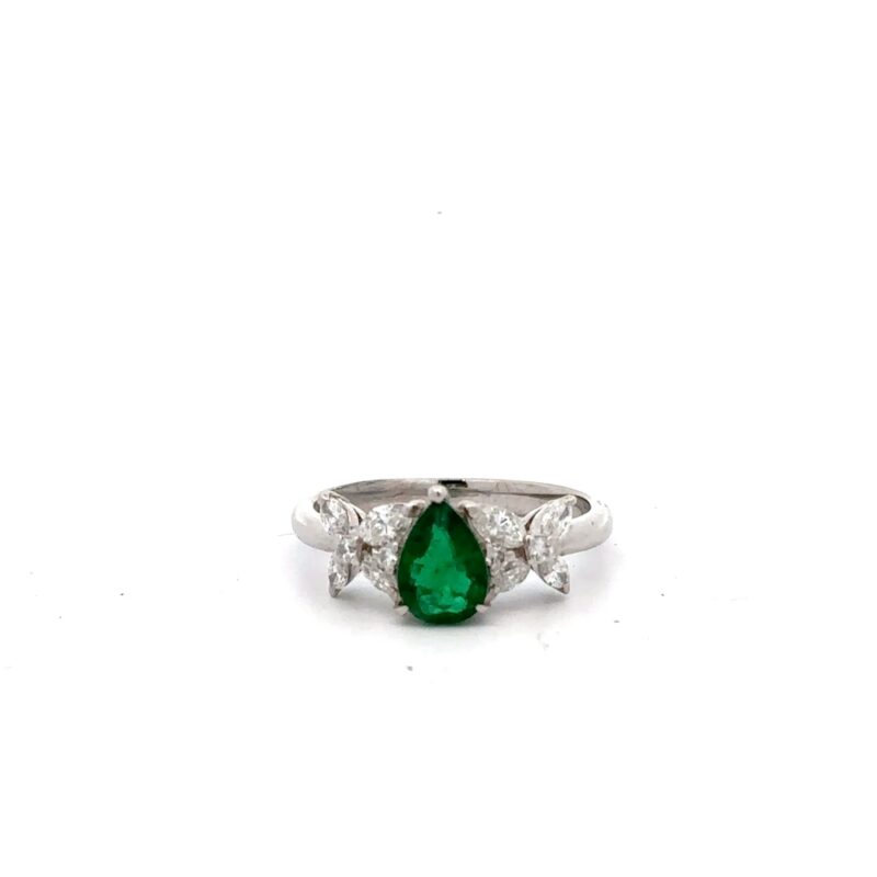 Estate Lady's Emerald & Diamond Ring in Platinum