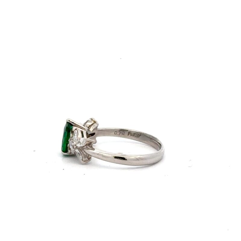 Estate Lady's Emerald & Diamond Ring in Platinum - Image 2