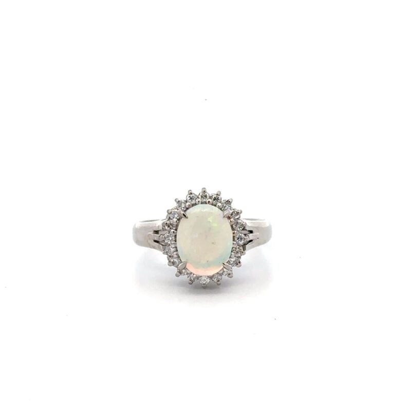 Estate Lady's Opal & Diamond Ring in Platinum