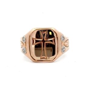 Estate Men's 14k Gold Cross Ring