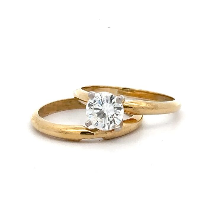 Estate 18k Women's Solitaire Wedding Set
