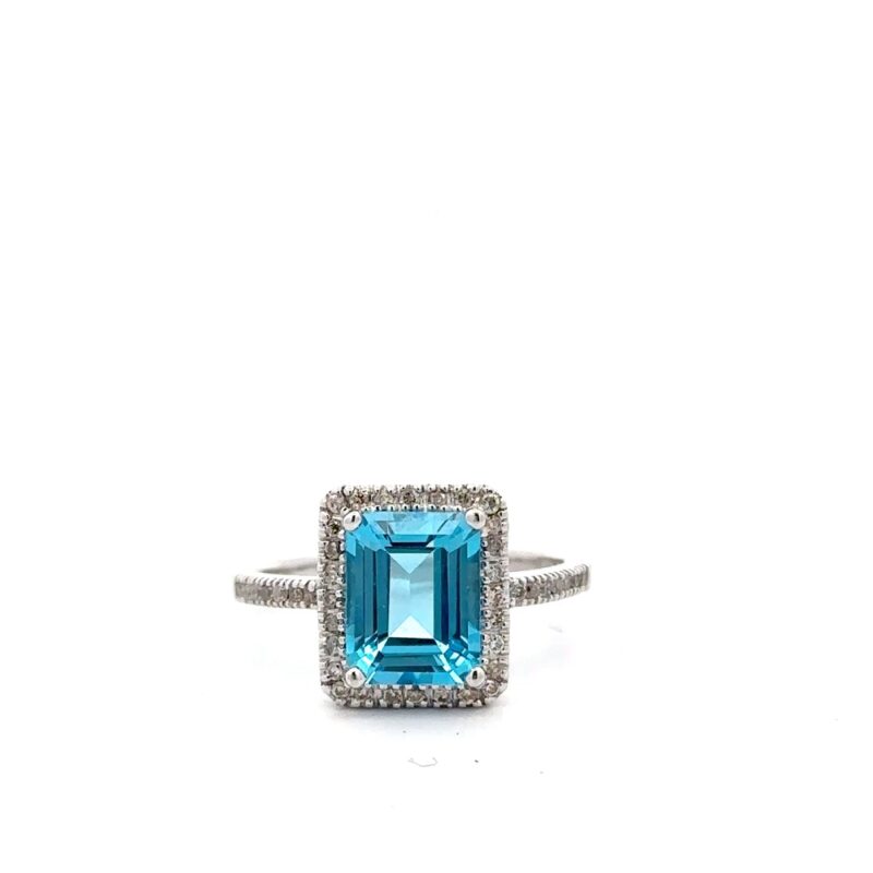 Estate Lady's Blue Topaz & Diamond Ring