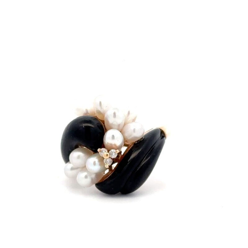 Estate Pearl & Onyx Ring