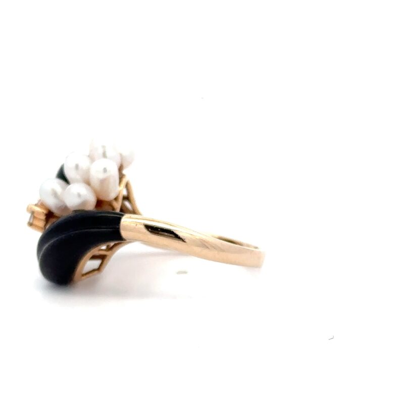 Estate Pearl & Onyx Ring - Image 4