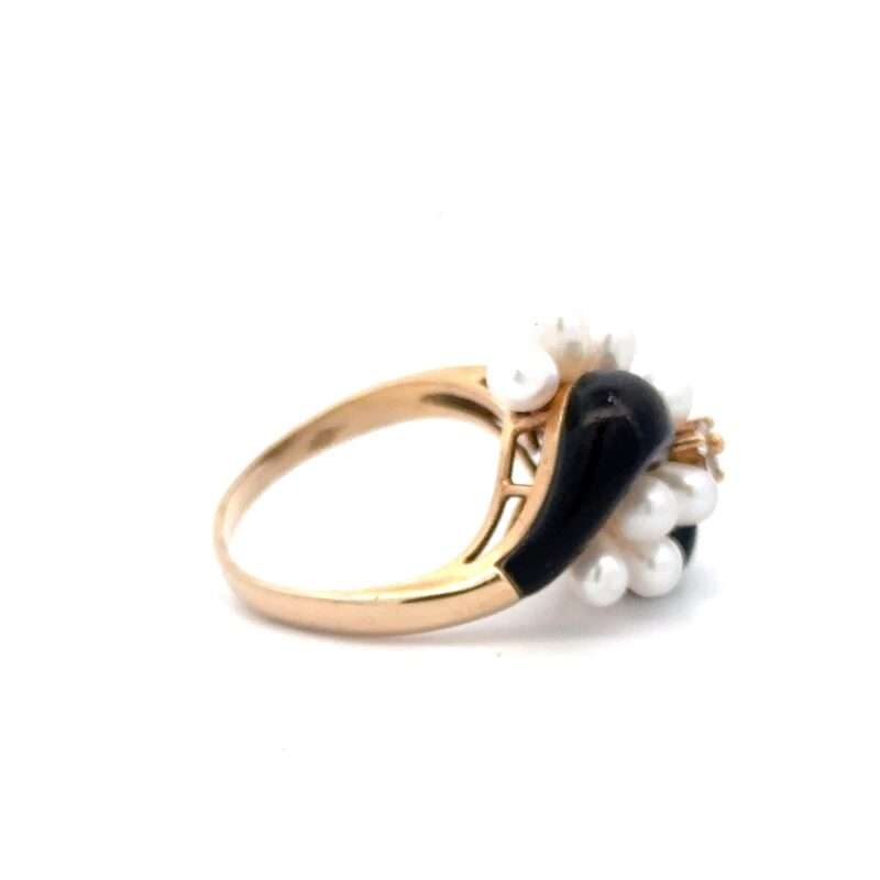 Estate Pearl & Onyx Ring - Image 3