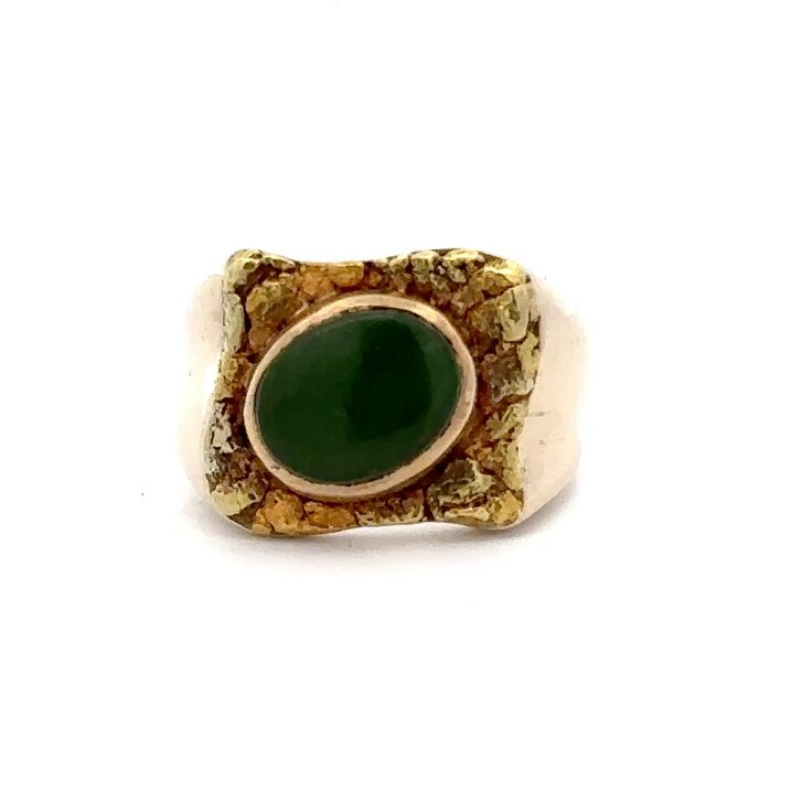 Estate Men's Nugget & Alaskan Jade Ring