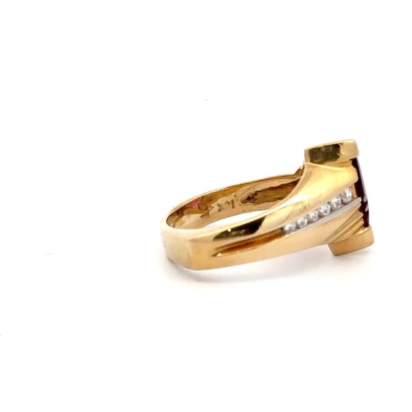 Estate Fantasy Cut Garnet, Diamond & 18k Gold Ring 071072 - Alaska