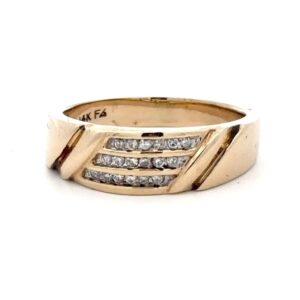 Estate 14k Diamond & Yellow Gold Mens Band 071133