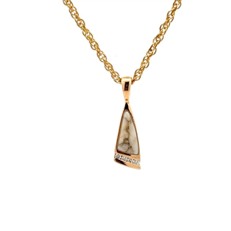 Traigle Gold Quartz Pendants & Diamonds PN1058DQ