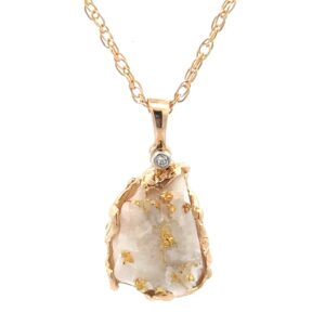 Gold Quartz Free Form Pendant 020821