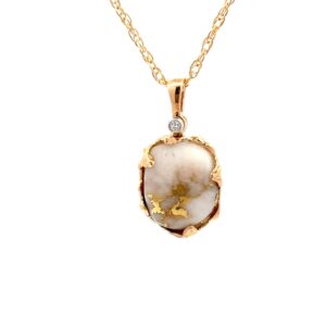 Round Gold Quartz Free Form Pendant