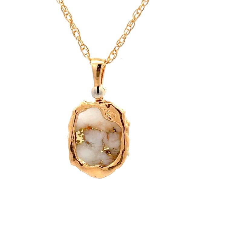 Round Gold Quartz Free Form Pendant - Image 4