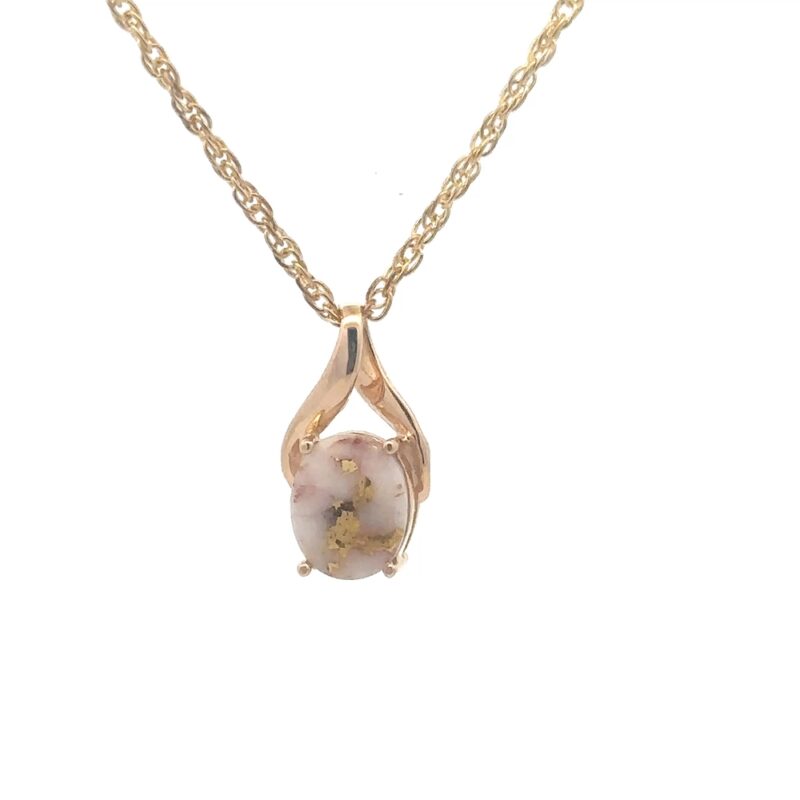 Gold Quartz Oval Pendant PN752QX - Image 3