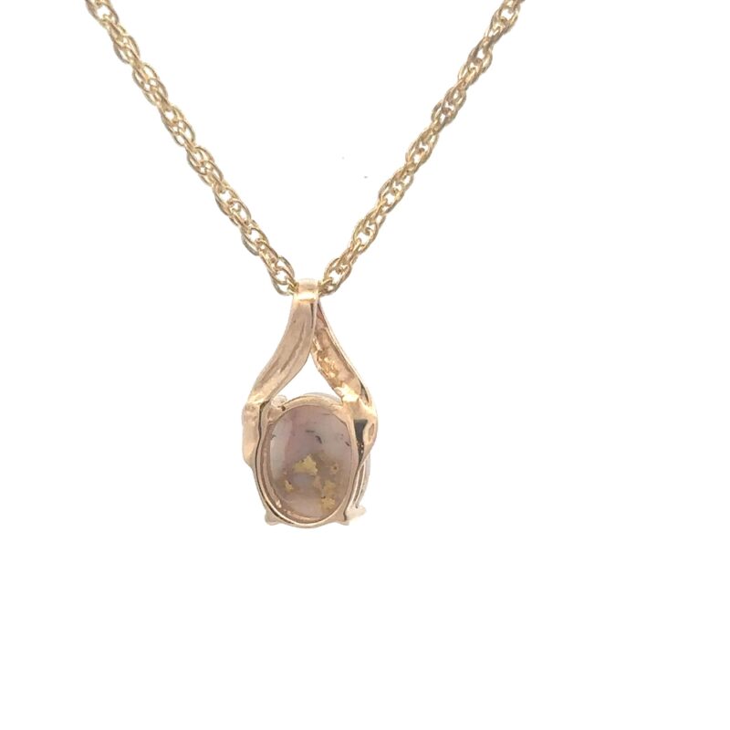 Gold Quartz Oval Pendant PN752QX