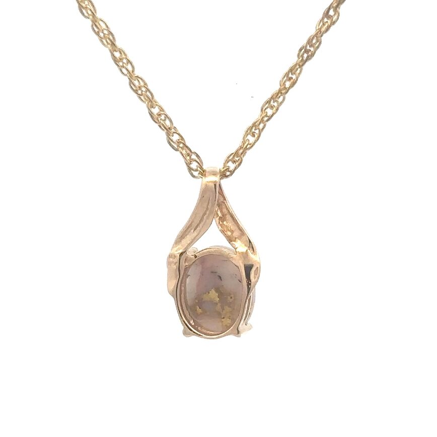 Gold Quartz Oval Pendant PN752QX
