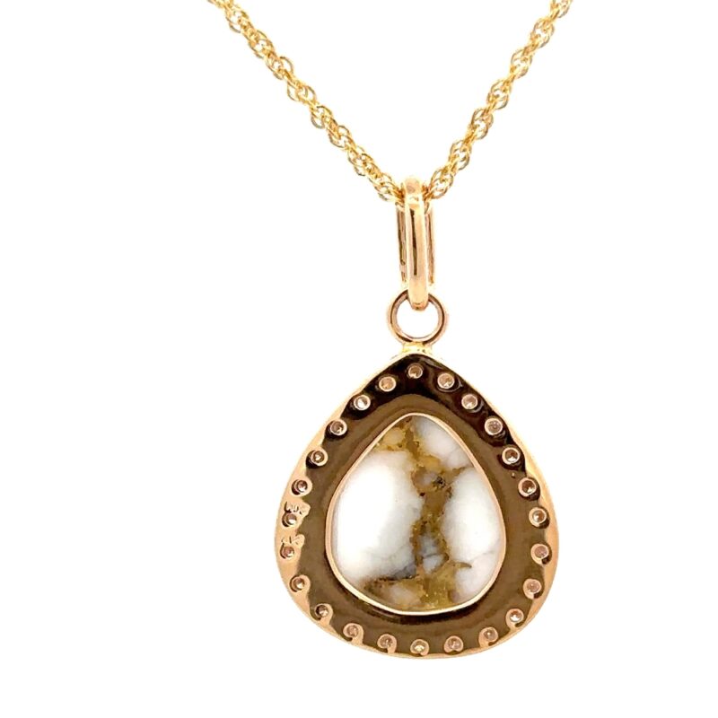 Diamond & Gold Quartz Pear Shaped Pendant PN1103DQ - Image 2