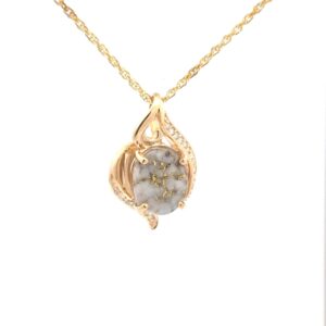 Gold Quartz Oval Pendant With Diamonds PN1126DQ